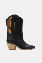 Black Point Toe Boots with Butterfly Cut Design for Women