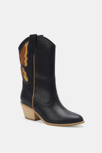 Black Point Toe Boots with Butterfly Cut Design for Women