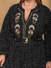 Black Polka Dot Maxi Dress with Embroidered Details