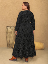 Black Polka Dot Maxi Dress with Embroidered Details