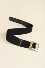 Black PU leather belt with wide alloy buckle