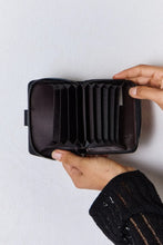 Black PU Leather Mini Wallet with Zipper and Snap Closure