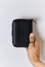 Black PU Leather Mini Wallet with Zipper and Snap Closure