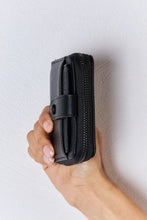 Black PU Leather Mini Wallet with Zipper and Snap Closure
