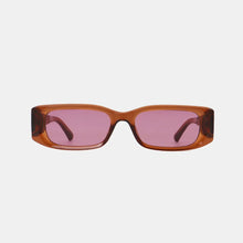Black Rectangular UV400 Polycarbonate Sunglasses Caramel One Size