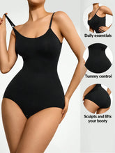 Black Ribbed Adjustable Strap Bodysuit for Women Black