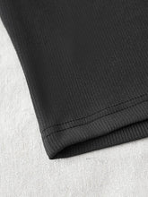 Black Ribbed Long Sleeve Crop Top for Women