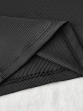 Black Ribbed Long Sleeve Crop Top for Women