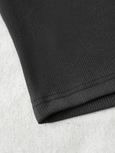 Black Ribbed Long Sleeve Crop Top for Women Woman T Shirts