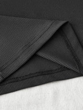 Black ribbed long sleeve crop top with matching ribbed leggings