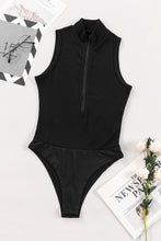 Black Ribbed Sleeveless Zip Up Tank Top for Women