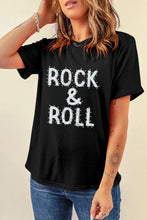 Black Rock and Roll Graphic T Shirt for Women Black