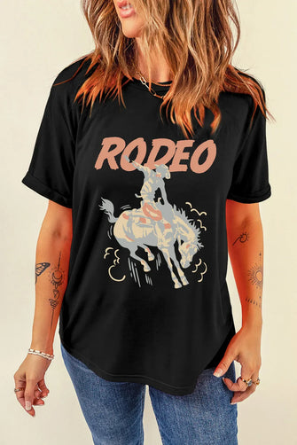 Black Rodeo Graphic T Shirt for Women Black