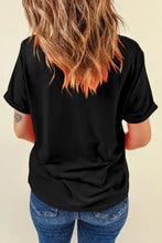 Black rodeo graphic v-neck t-shirt for women in slightly stretchy fabric