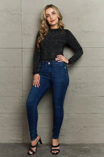 Black Round Neck Long Sleeve Studded Bodysuit for Women Woman Bodysuits