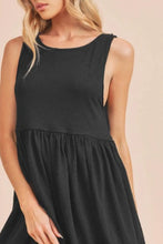 Black Round Neck Mini Tank Dress Sleeveless Babydoll Style