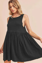 Black Round Neck Mini Tank Dress Sleeveless Babydoll Style
