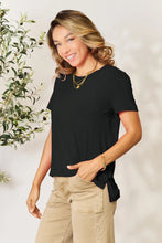 Black Round Neck Short Sleeve T Shirt for Women in Basic Style Black