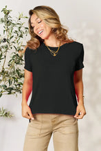 Black Round Neck Short Sleeve T Shirt for Women in Basic Style