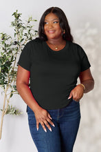 Black Round Neck Short Sleeve T Shirt for Women in Basic Style