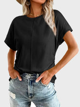 Black Ruched Short Sleeve T Shirt for Women Black