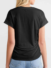 Black Ruched Short Sleeve T Shirt for Women