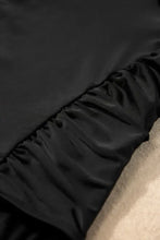 Black Ruffled Chest One Piece Swimsuit Stretchy Swimwear Swimwear