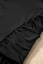 Black Ruffled Chest One Piece Swimsuit Stretchy Swimwear Swimwear