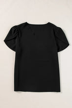 Black Scalloped Neck Blouse for Women