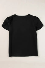 Black Scalloped Neck Blouse for Women Woman T Shirts