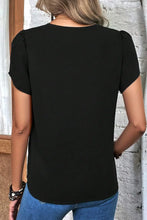 Black Scalloped Neck Blouse for Women