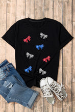 Black Sequin Bow Pattern T-Shirt for Women