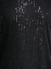 Black Sequin Cap Sleeve Top with Leather Skirt Outfit for Women