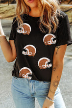 Black Sequin Football Helmet T-Shirt for Women Black