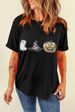 Black Sequin Halloween T Shirt for Women