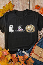 Black Sequin Halloween T Shirt for Women