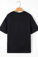 Black Sequin Stripe T-Shirt for Women