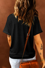 Black Sequin Thankful T Shirt with Rolled Sleeves for Women