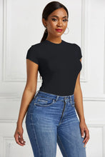 Black Short Sleeve Bodysuit for Women Stretchy Basic Style