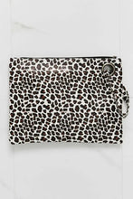 Black animal print wristlet clutch with chain strap