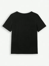 Black Short Sleeve T-Shirt with Rhinestone Easter Bunny Design