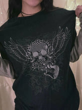 Black Skull and Guitar Graphic Womens T Shirt