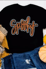 Black Spooky Halloween Rhinestone Graphic T Shirt for Women