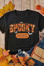 Black Spooky Season Halloween T-Shirt for Women with Bat Design