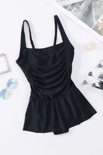 Black Square Neck Ruched Swim Dress Swimwear