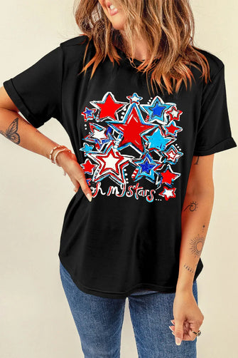 Black Star Graphic T-Shirt for Women Black