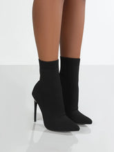 Black Stiletto Sock Boots High Heel Mesh Women's Footwear Black