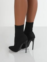 Black Stiletto Sock Boots High Heel Mesh Women's Footwear