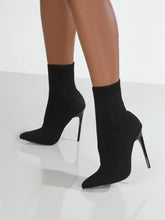 Black Stiletto Sock Boots High Heel Mesh Women's Footwear