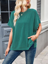 Black Striped Waffle Knit Poncho Top for Women Dark Green